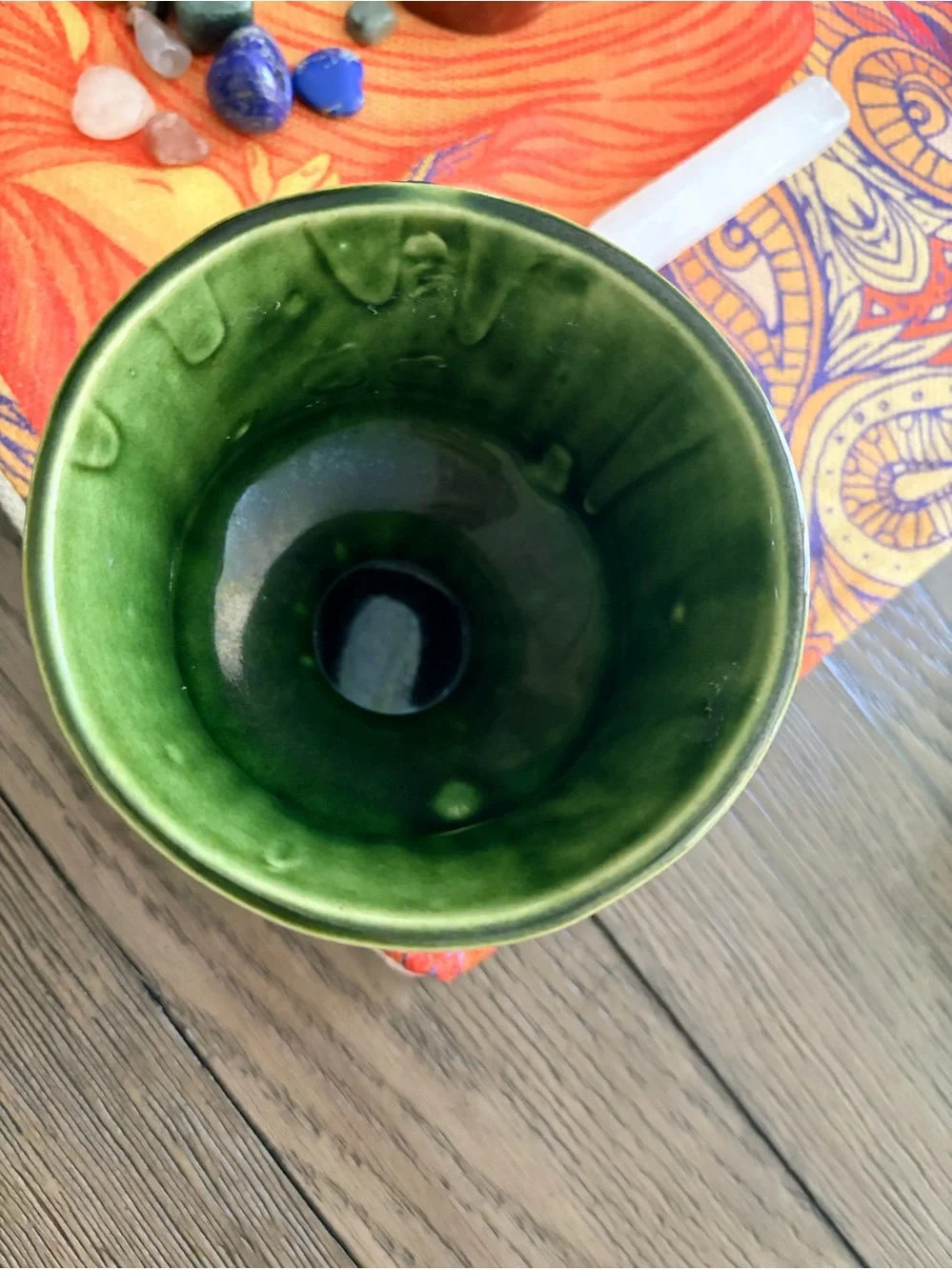 Vintage Green Ceramic Pedestal Planter